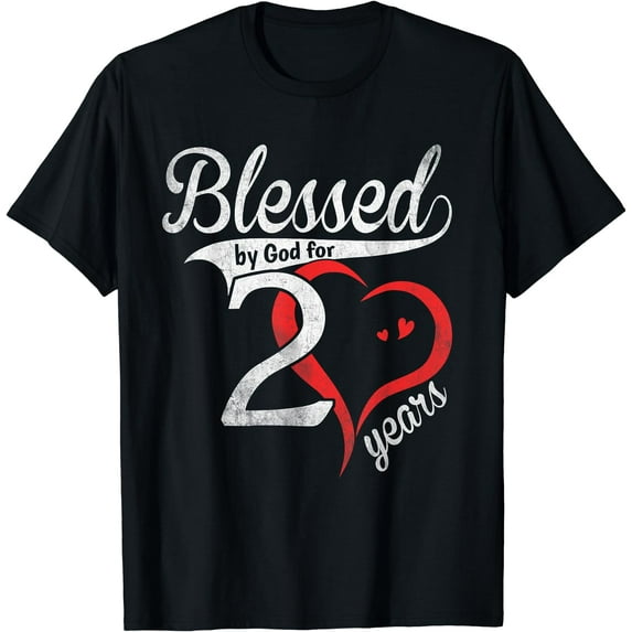 Vintage 20th Birthday Blessed By God For 20 Years Birthday T-Shirt