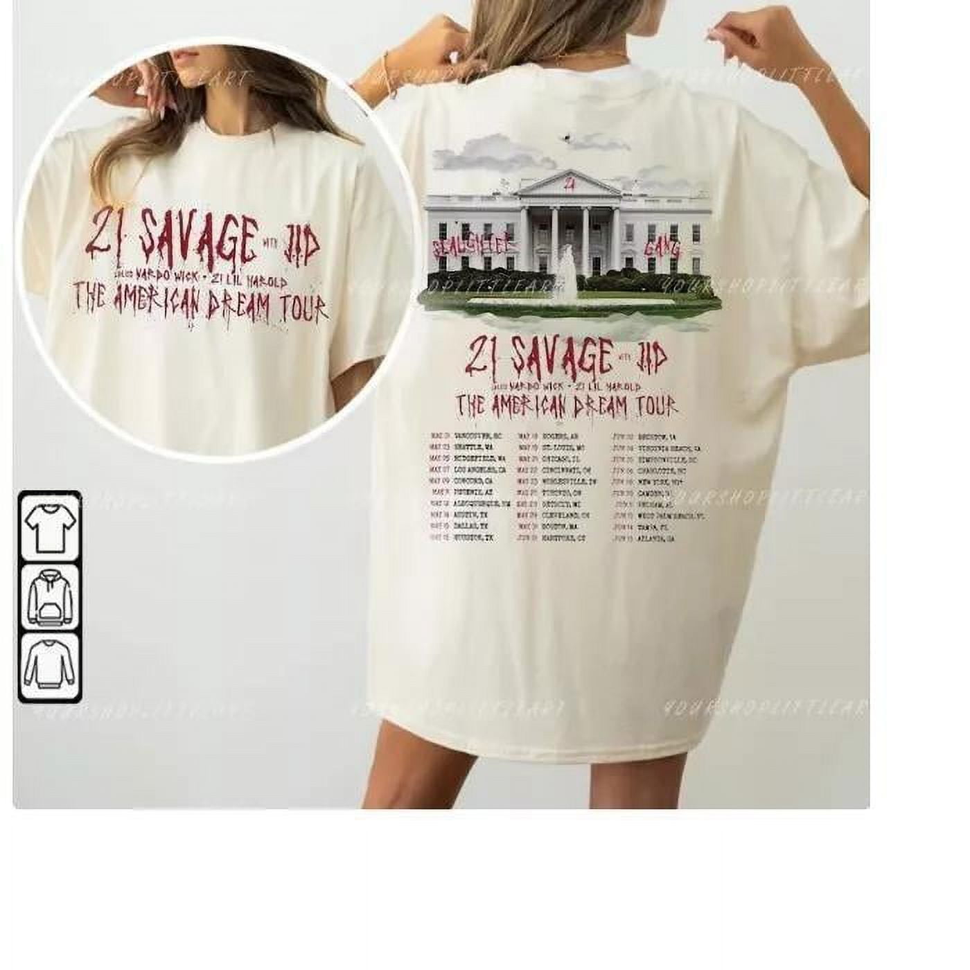 Vintage 21 Savage Tour 2025 The American Dream Tour 2025 Shirt 2 side