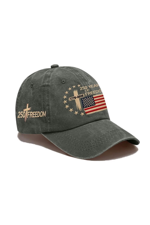Vintage 250 Anniversary USA Hat Distressed Washed Baseball Cap, Patriotic 1776-2026 Freedom Print Adjustable Dad Hat for Men Women, Waterproof Ink 4th of July Parade Camping Travel Accessories