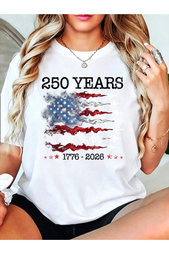Vintage 250 Years 1776-2026 Flag USA Fighter Jets 4th July T-Shirt