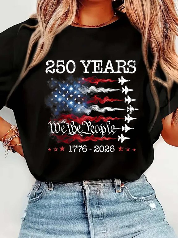 Vintage 250 Years 1776-2026 Flag USA Fighter Jets 4th July T-Shirt