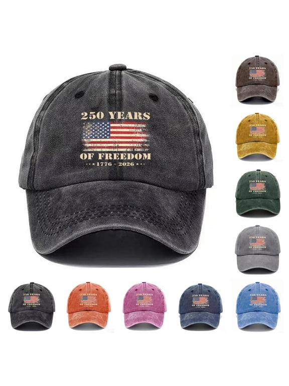 Vintage 250 Years of Freedom Hat for Men 1776— USA Flag Patriotic Hat Adjustable Baseball Cap