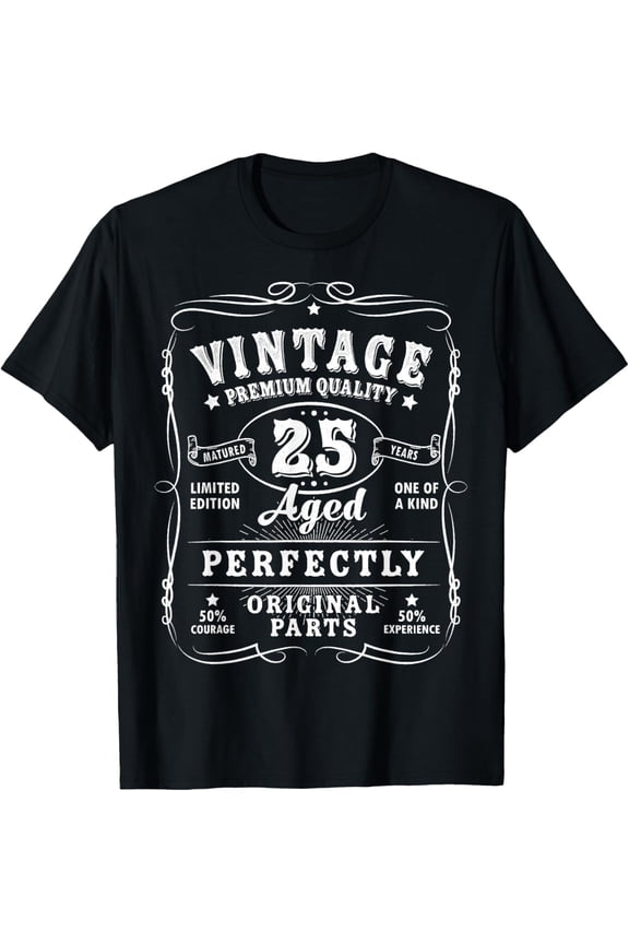 Vintage 25th Birthday Decorations Men Gag Funny 25 Birthday T-Shirt