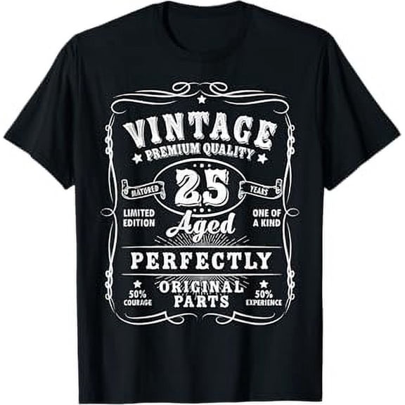 Vintage 25th Birthday Decorations Men Gag Funny 25 Birthday T-Shirt