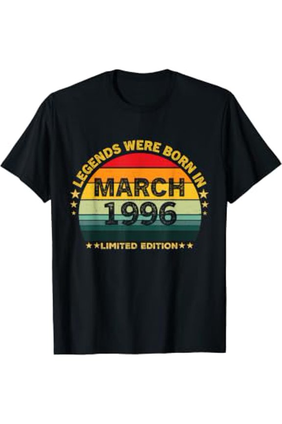 Vintage 29Th Birthday Legends Were Born In March 1996 T-Shirt