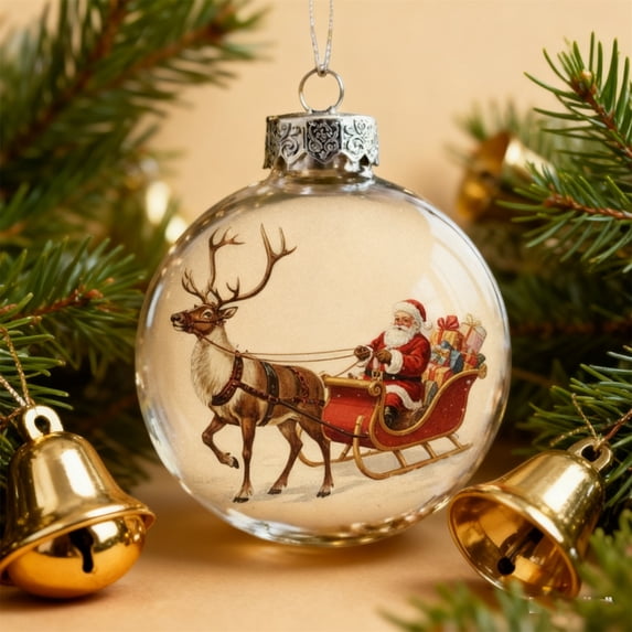 Vintage 2D Glass Ball Christmas Ornaments Set - Retro Christmas Tree Pendants, Festive Holiday Home Decorations for Christmas Gift & Party