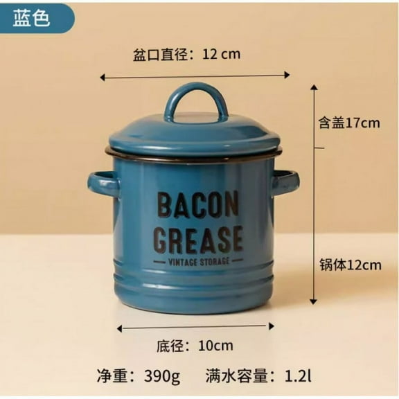 Vintage 3.5L Enamel Oil Storage Pot with Airtight Lid - Rust-Proof Large Capacity Kitchen Container for Cooking Oil, Spices - Decorative Vintage Design for Farmhouse or Shabby Chic Kitchens