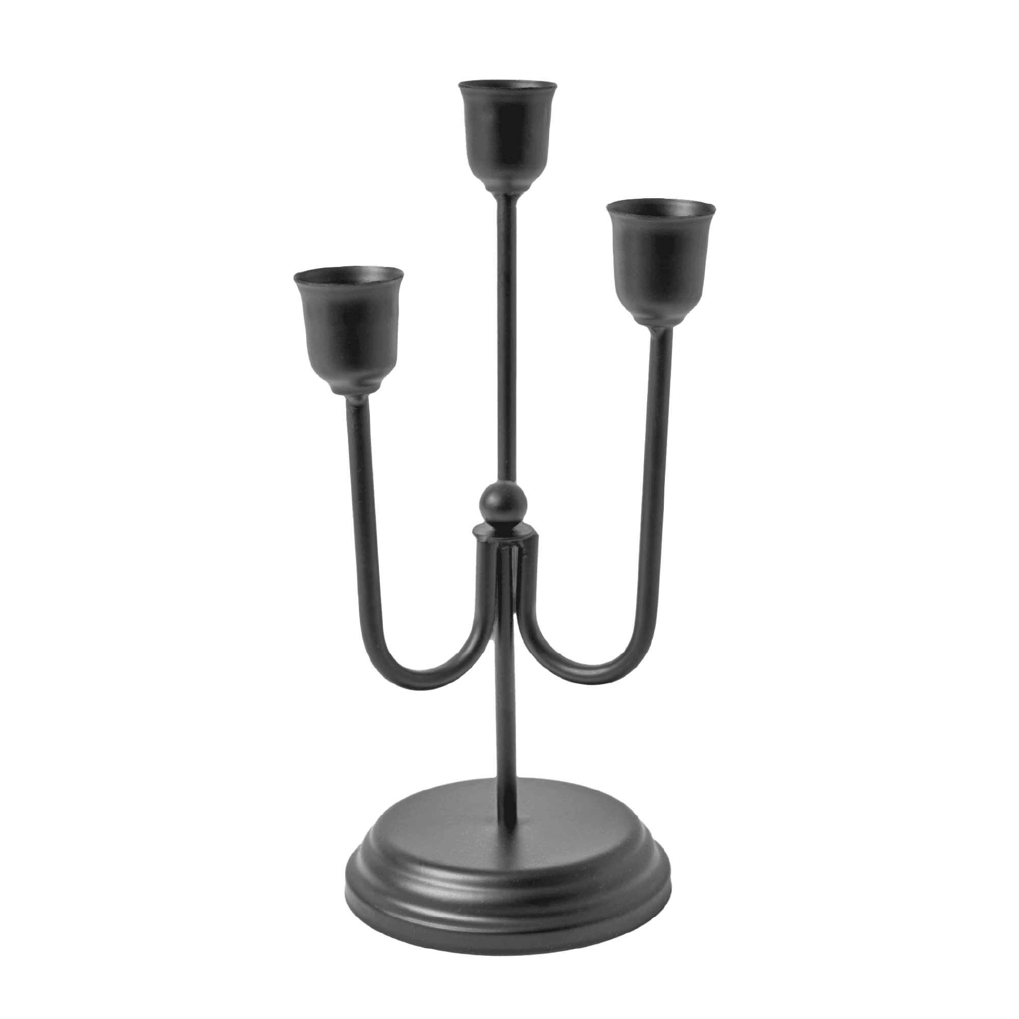 Home Decor Collection 3-Arm Black Metal Taper Candle Holder
