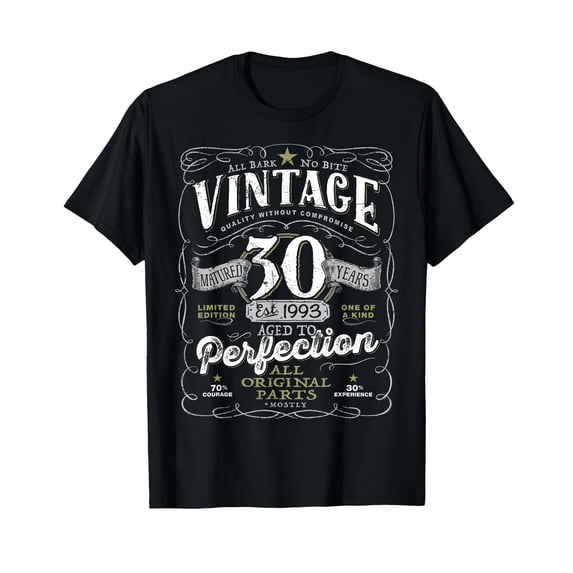 Vintage 30th Birthday 1993 Aged to Perfection T-Shirt for Nostalgic Celebration