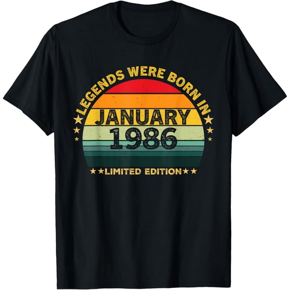 Vintage 39th Birthday Legends Were Born In January 1986 T-Shirt