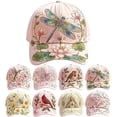 thumbnail image 1 of Vintage 3D Floral Birdd Baseball Cap, Soft Washed Cotton Curved Brim Sun Hat, Butterfly Dragonfly Bee Cardinal Robin Flower Embroidery Casual Outdoor Sports Hat for Women, Dragonfly, 1 of 9