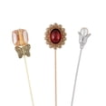 thumbnail image 1 of Vintage 3Pcs Long Stick Hat Pins Crystal Flower Butterfly and Pearl Details for Classic Hat Lapel and Scarf Accessorizing - 3pcs Classic, 1 of 6