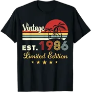 Vintage 40 Birthday Decoration Men 40yr 1986 40th Birthday T-Shirt