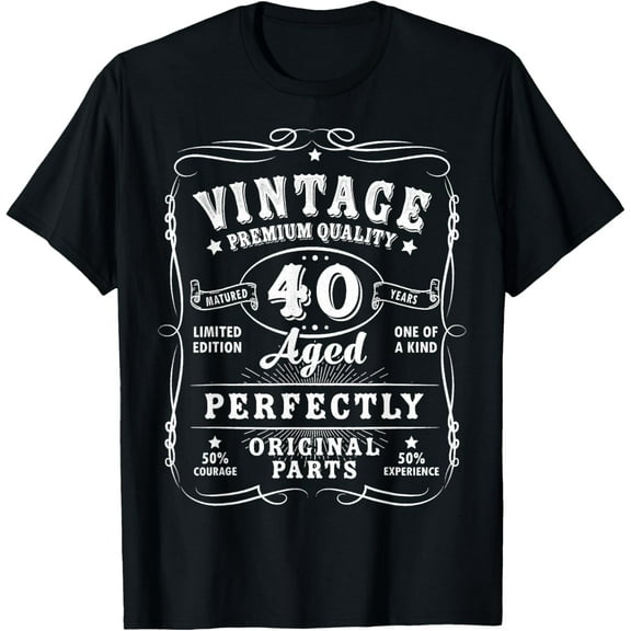 Vintage 40th Birthday Decorations Men Gag Funny 40 Birthday T-ShirtMen and women, Black T-shirt, size: Extra large S-4XL