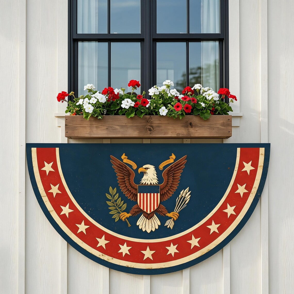 Vintage 4th of July Patriotic Eagle Bunting Heavy Duty Outdoor Porch Decor Independence Day Fan Flag 18x36in