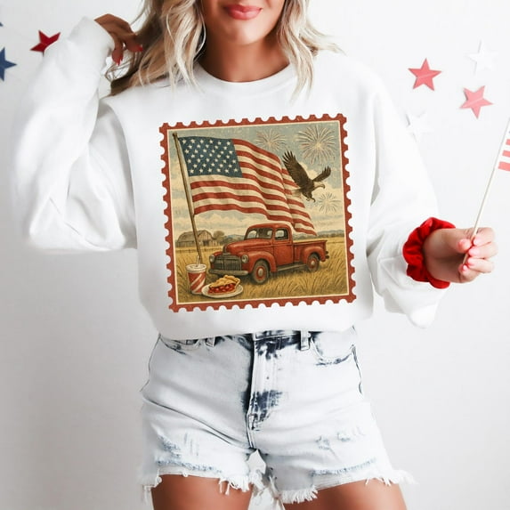 Vintage 4th of July Stamp, Patriotic USA Shirt Design, Distressed America Sublimation, Retro United States Flag, Trendy 1776759 Tshirt All Size S-5XL