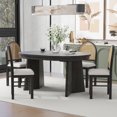 thumbnail image 1 of Vintage 5-Piece Retro Functional Dining Set with 1 Extendable Dining Table and 4 Upholstered Chairs with Rattan Backrests for Dining Room and Kitchen, 1 of 9