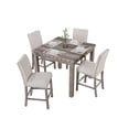 thumbnail image 1 of Vintage 5-Piece Rural Log Wood Counter Height Dining Room Set Square Table Cushioned Chair-Morden Fort, 1 of 9