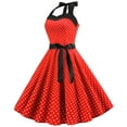 thumbnail image 1 of Vintage 50s Swing Dress Cute Halter Polka Dot Dress Fashion Rockabilly Flare Dresses Tea Party Cocktail Swing Dress, 1 of 1