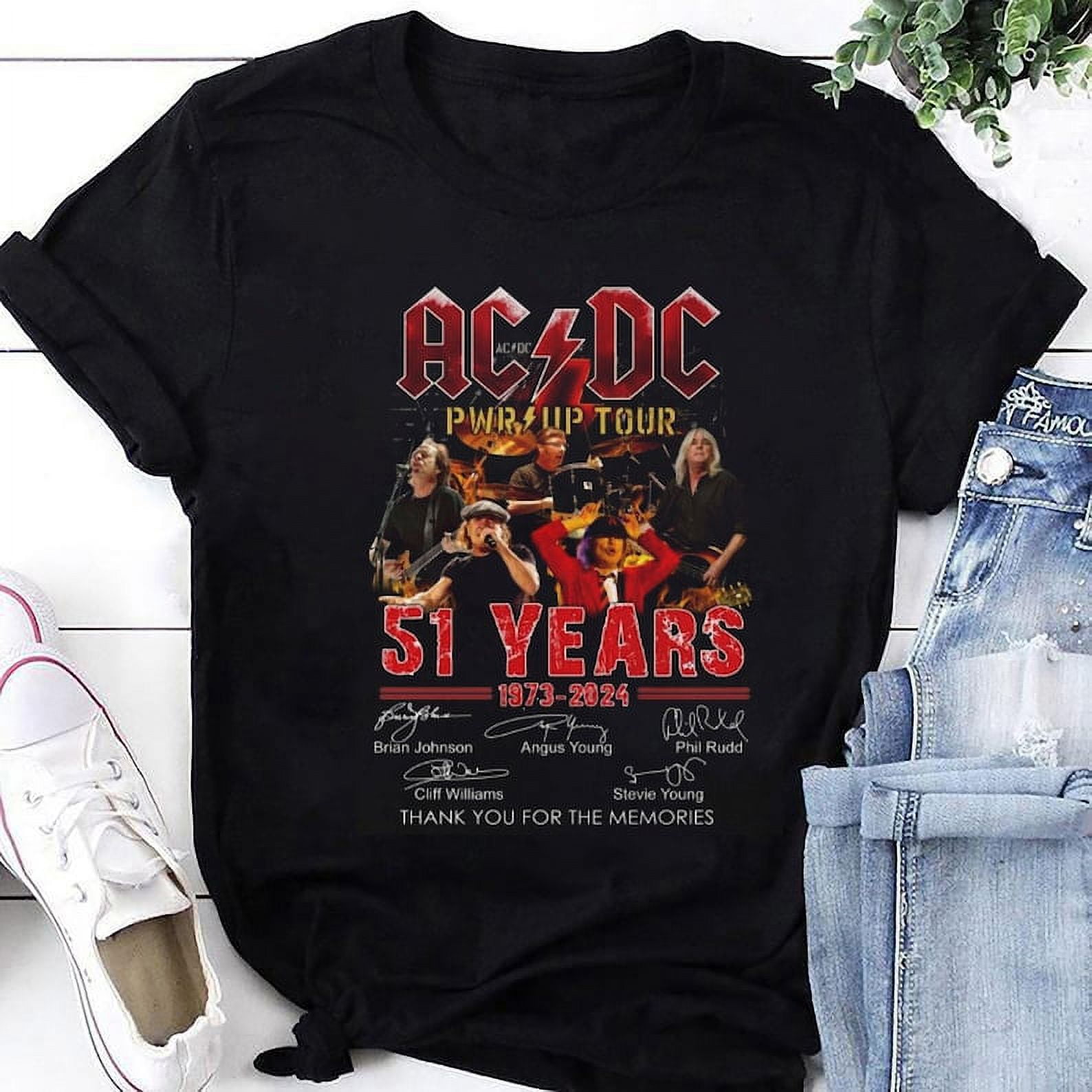 Vintage 51 Years AC/DC 19732024 Shirt, ACDC Band Tour 2024 Shirt, Signature Acdc Rock Band