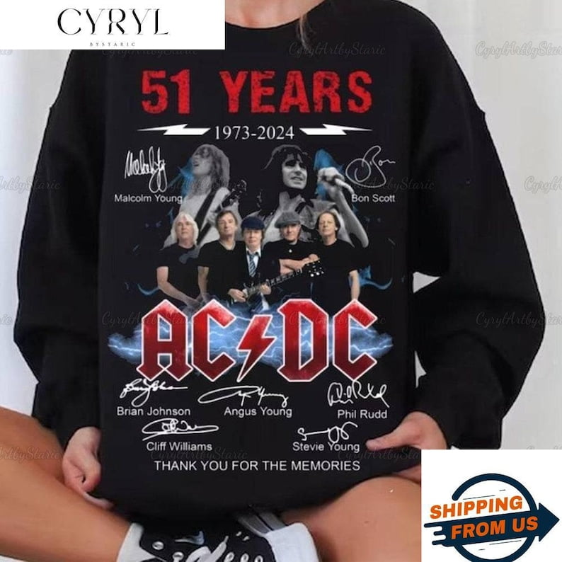 Vintage 51 Years ACDC 1973-2024 Sweatshirt, Acdc Band Unisex Shirt ...
