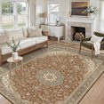 thumbnail image 1 of 5x7 Washable Area Rug Non-Slip Low Profile Vintage Distressed Oriental Rug for Living Room, Bedroom, Dining Room, Office, Brown, 1 of 13
