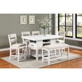 thumbnail image 1 of Vintage 6 Counter Height Dining , White Rectangular Table With Wine Area, Upholstered Chairs, Shelf And Drawer Wooden Table, Rack, Storage, 1 of 6