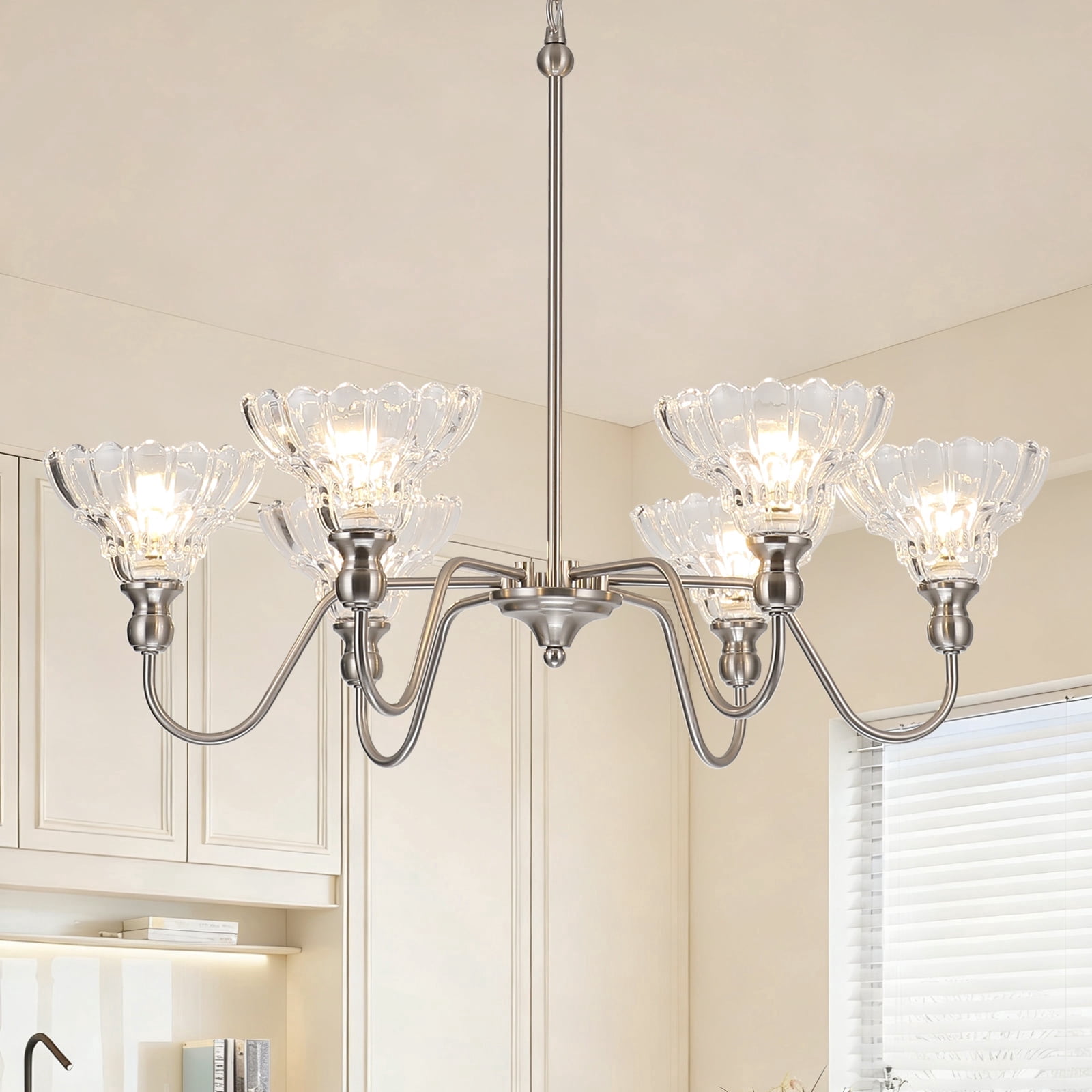 SineRise Vintage 6-Light Brushed Nickel Round Chandelier