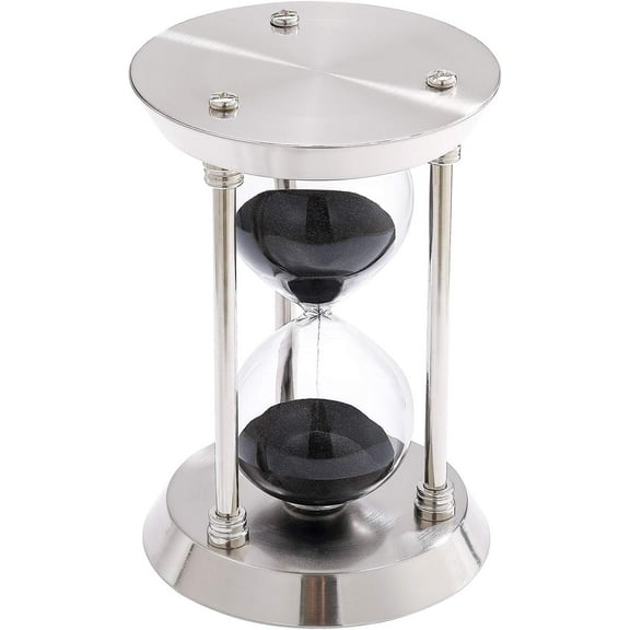 SUWUI Vintage 60 Minute Hourglass Sand Timer, Brass Black Sand Clock Stand, Unique Metal Sand Watch 60 Min, Antique Large 1 Hour Glass Sandglass for Home, Desk, Office Decorative