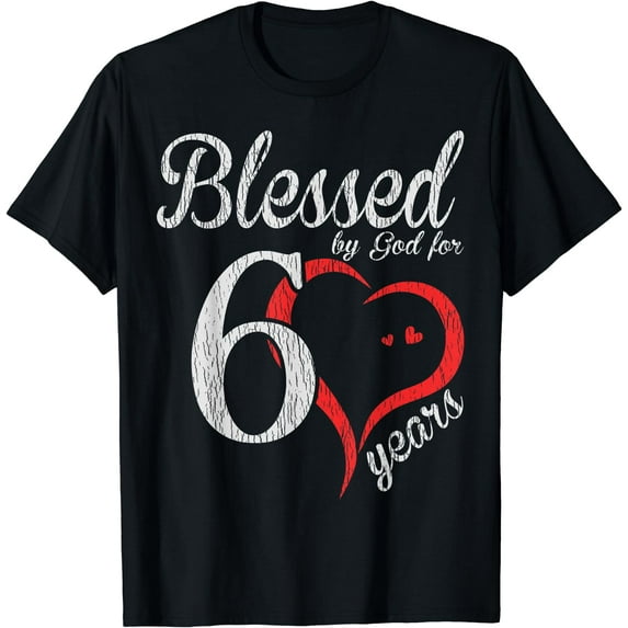 Vintage 60th Birthday Blessed By God, Happy Birthday Gift T-Shirt Black X-Large