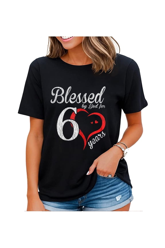 Vintage 60th Birthday Blessed By God, Happy Birthday Gift T-Shirt for Women Black 2X-Large