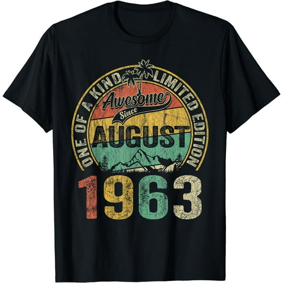 Vintage 60th Birthday Legend Since August 1963 Gifts For Men Black T-Shirt