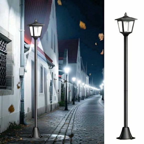 Vintage 67 Inch Solar Lamp Post Light Outdoor Waterproof LED Pathway Lighting with Adjustable Pole for Lawn, Garden, Driveway, Patio