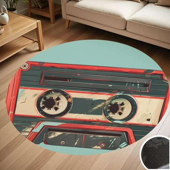 Vintage 70S Cassettes Round Carpet Living Room Bedroom Home Decoration Coffee Table Mat Lounge Rug Chair Mats