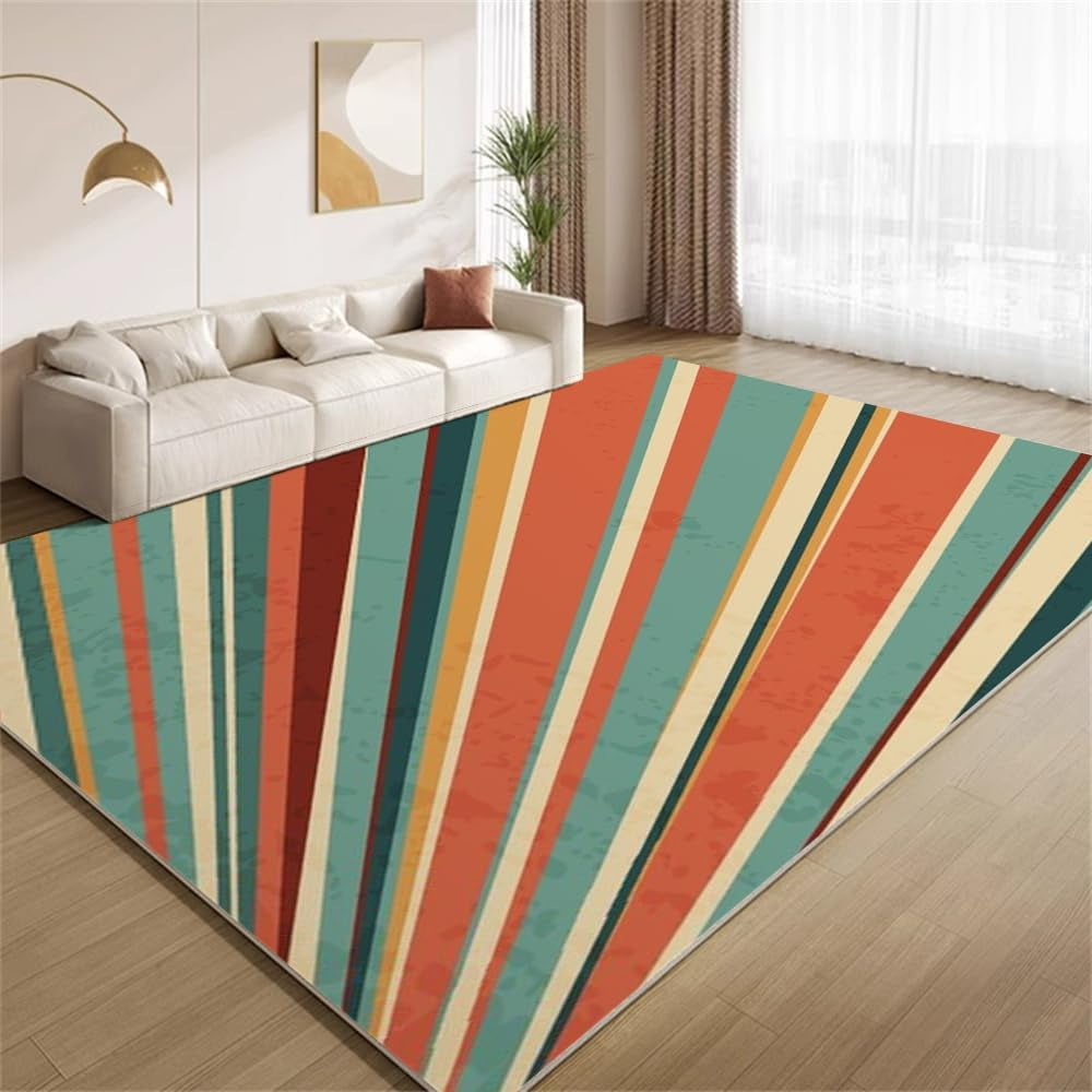 Vintage 70s 80s Multicolor Stripes Area Rug 2x3 Rug Creative Rainbow ...