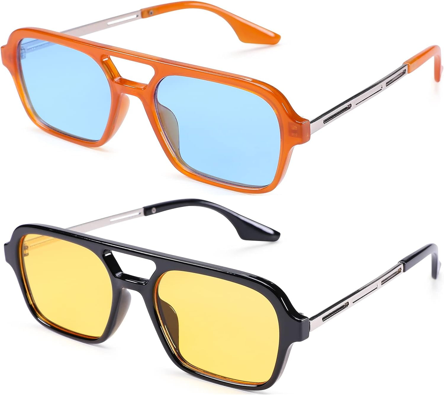 Women\'s Yellow Tangle Free Polarized Aviator Retro Square Metal Frame Sunglasses Tangle Free Aviator Hex - Amber Gold Polarized – Shady Rays  main image 3