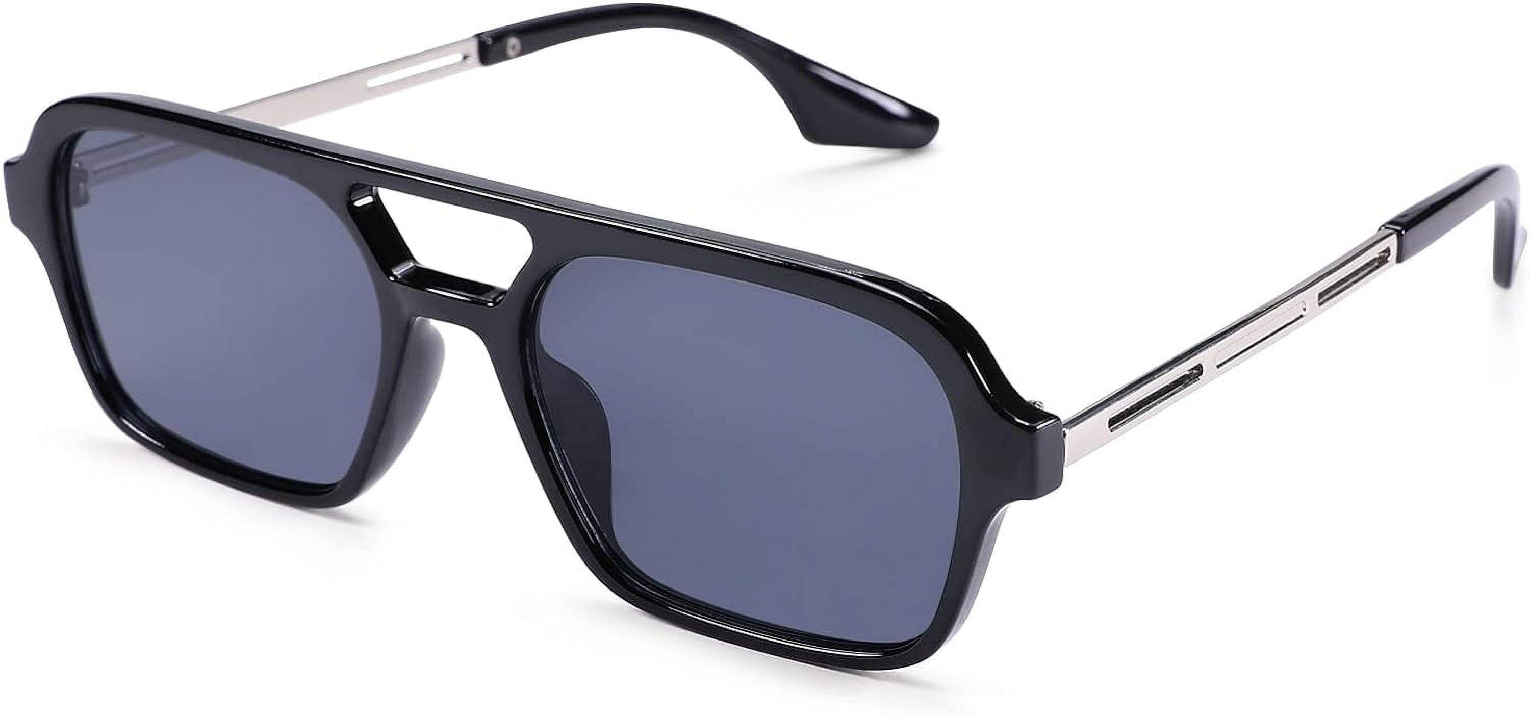 Retro Aviator Sunglasses, Square Frame, UV400 Protection, Lightweight Composite EyeconicFinds Vintage Square 70s Flat Aviator Sunglasses  main image 4