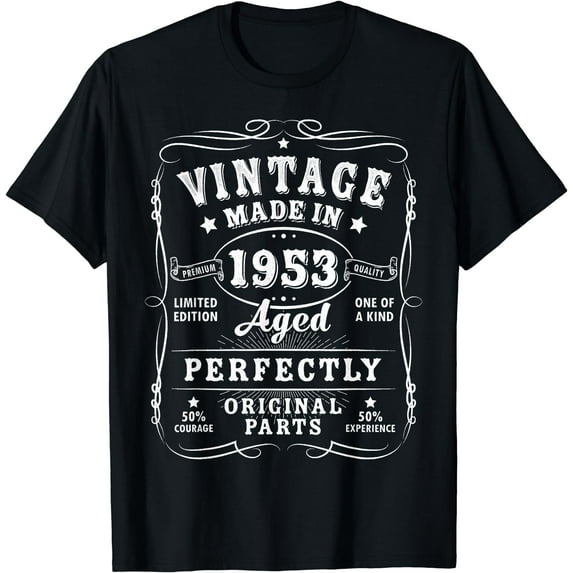 Vintage 70th Birthday Decorations Men Funny 1953 70 Birthday T-Shirt Black 4X-Large