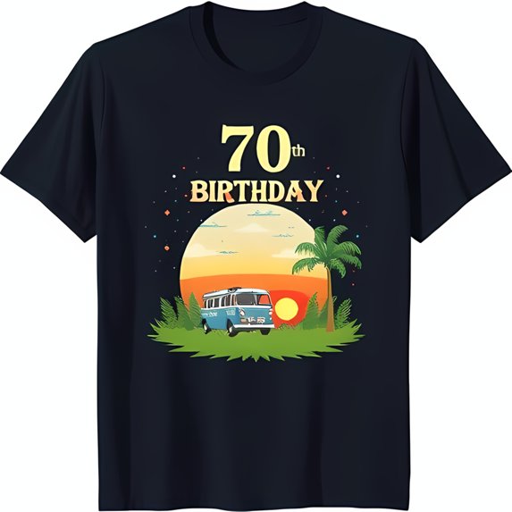 Vintage 70th Birthday Graphic T-Shirt Sunset Road Design
