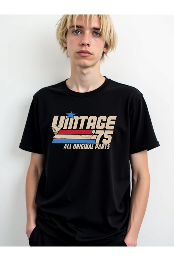 Vintage '75 All Original Parts Tee Men t-shirt black elegant casual Comfortable loose T-shirt Wearable year-round Original Unisex Shirt Cotton tshirts