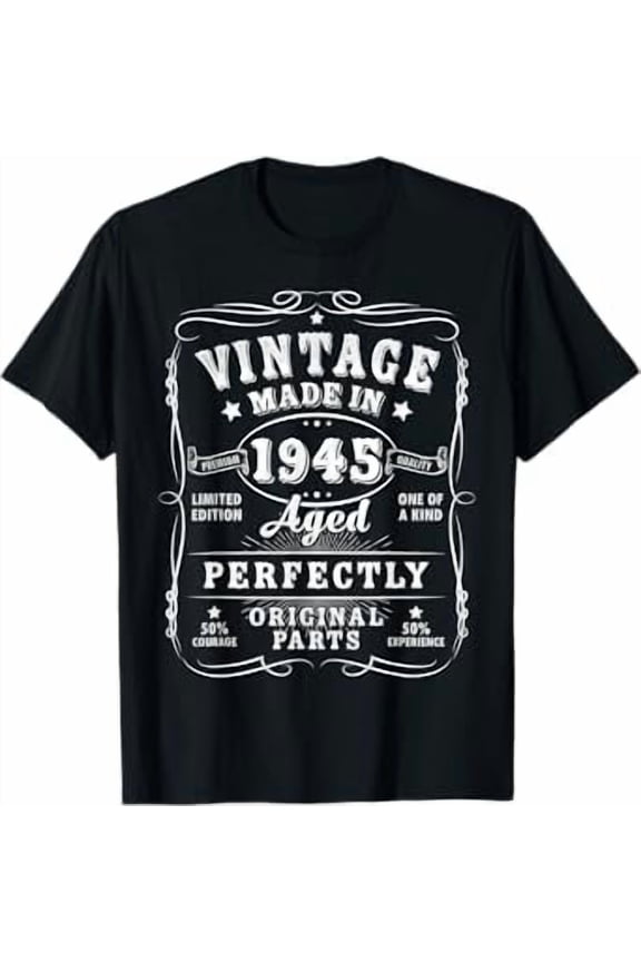 Vintage 80 Birthday Decorations Men 80yr 1945 80th Birthday T-Shirt