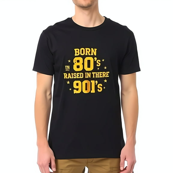 Vintage 80's & 90's Graphic Cotton Short Sleeve T-Shirt - Bold Gold Text with Stars Design