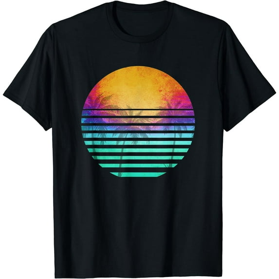 Vintage 80's beach sunset retro t-shirt