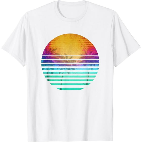 Vintage 80's beach sunset retro t-shirt