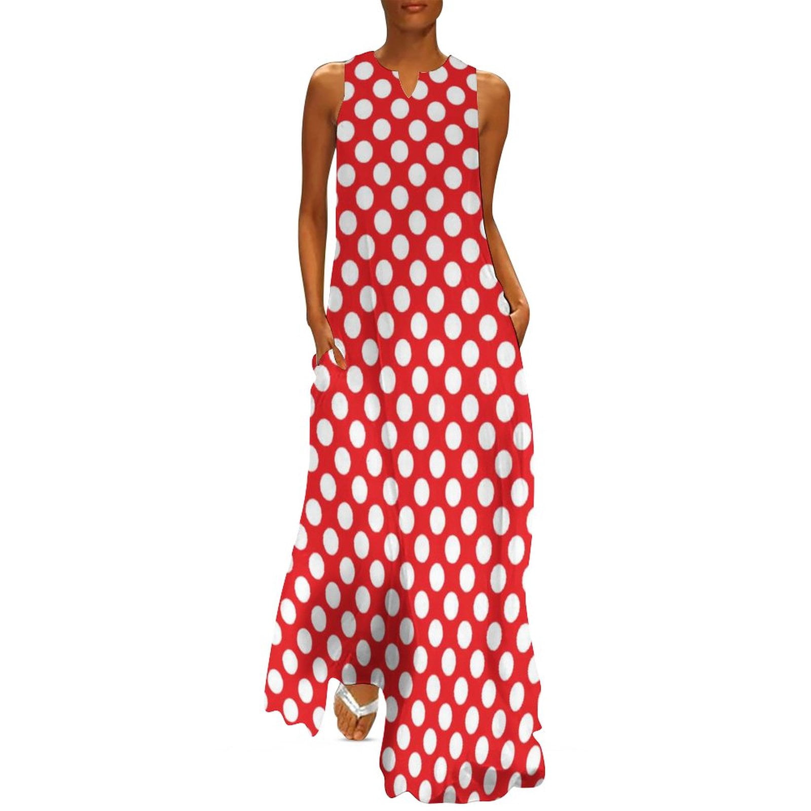 Vintage 80s Black & White Polka-Dot Sleeveless Party Dress