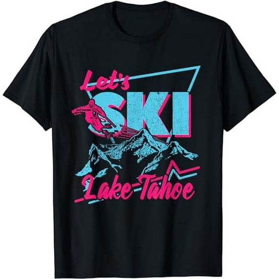 Vintage 80s 90s Skiing Clothes - Retro Lake Tahoe Ski T-Shirt