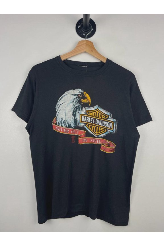 Vintage 80s Eagle Graphic T-Shirt, Retro Motorcycle Rider Shirt, Classic Biker Style Tee