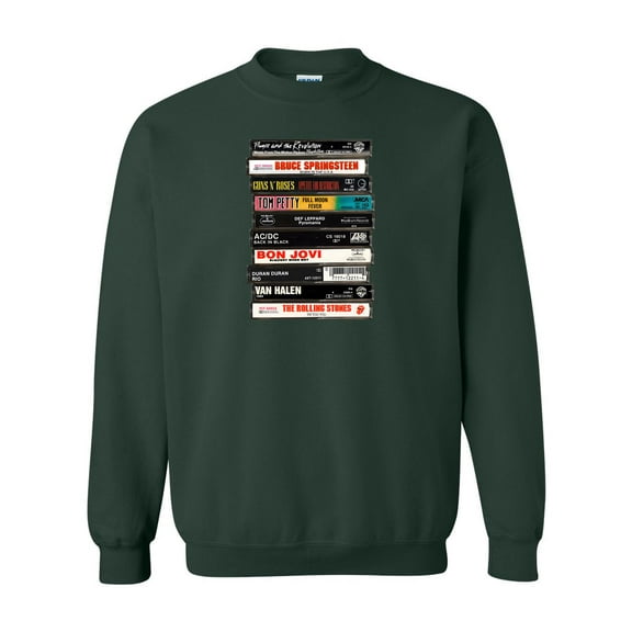 Vintage 80s Rock Music Cassette Tape Concert Retro Graphic Sweatshirt