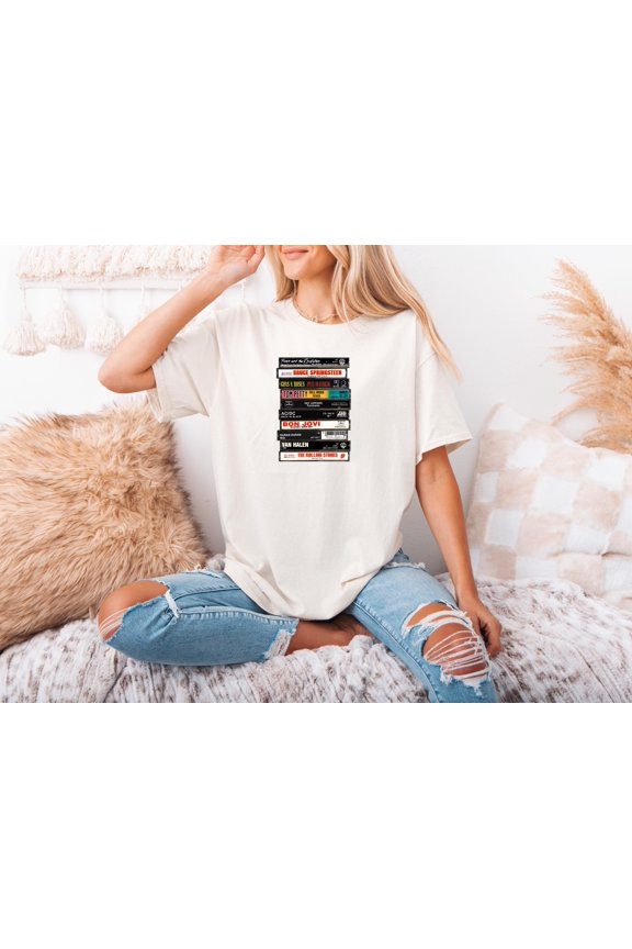 Vintage 80s Rock Music Cassette Tape Graphic Unisex T-Shirt