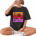 thumbnail image 1 of Vintage 80s Vaporwave Palm Tree Sunset Wash Print Tshirt S-2XL Acid Washed Black Graphic Tees Casual Shirts for Beach Lover Tops, 1 of 4